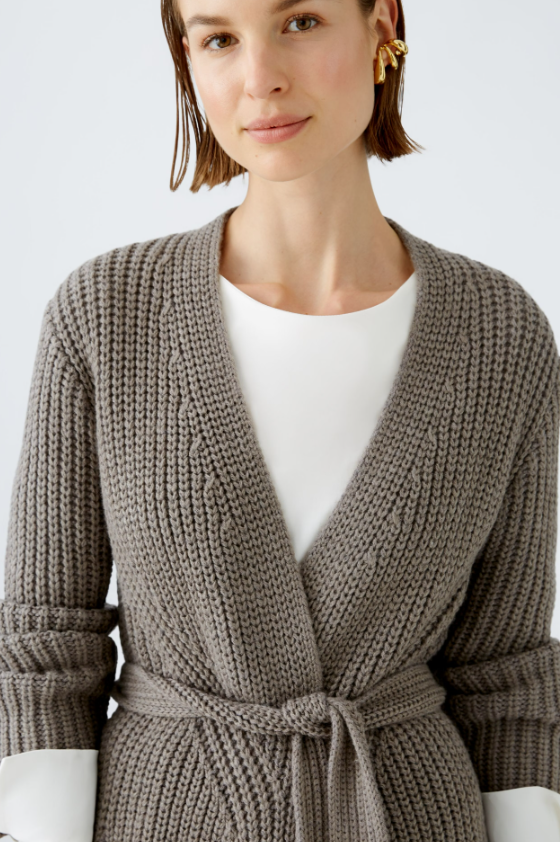 Oui Casaco Lã com Bolsos Comprido