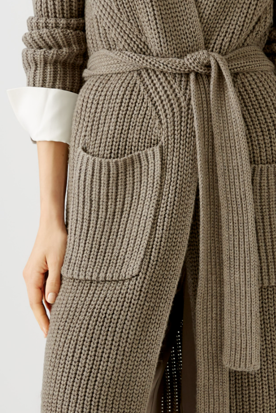 Oui Casaco Lã com Bolsos Comprido