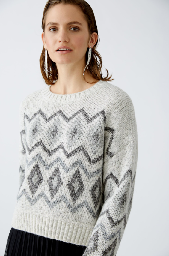 Oui Camisola Algodão Lã Jacquard Modelo 3 - detalhe