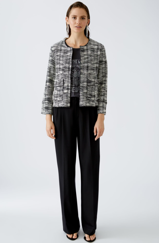 Oui Casaco Algodão Lã Gola Redonda - vista frontal