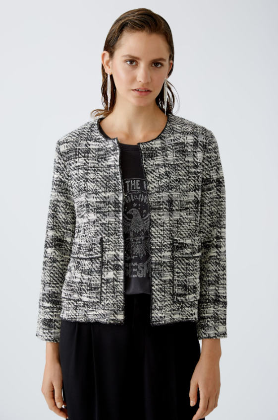 Oui Casaco Algodão Lã Gola Redonda - detalhe