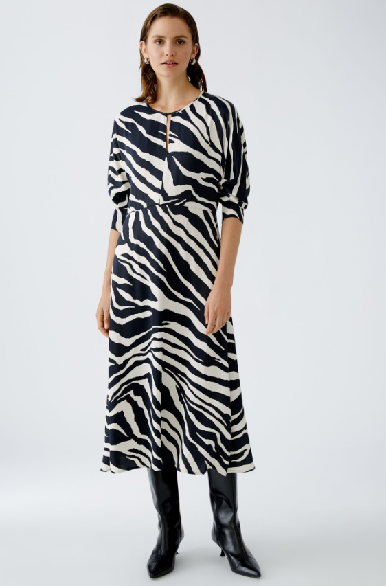 Oui Vestido Lã Estampado com Bolsos - detalhe