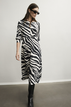 Oui Vestido Lã Estampado com Bolsos - vista frontal