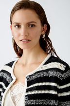 Oui Casaco Lã às Riscas Gola Redonda