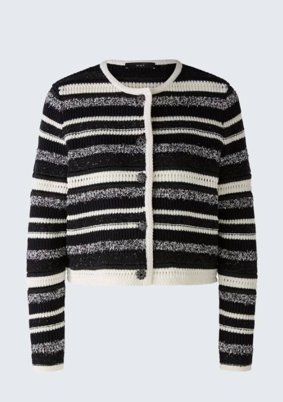 Oui Casaco Lã às Riscas Gola Redonda