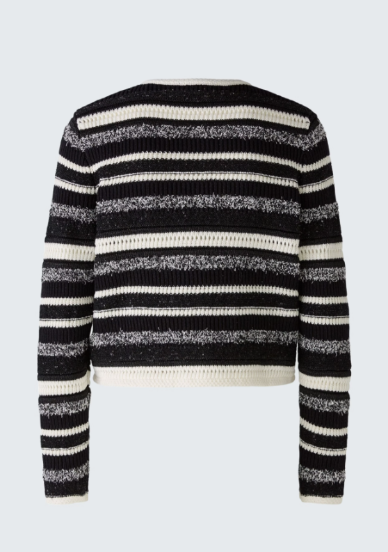 Oui Casaco Lã às Riscas Gola Redonda