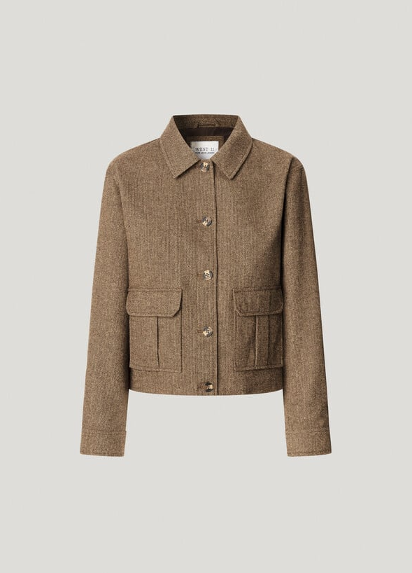 Pepe Jeans Casaco em Tecido Leve com Bolsos e Colarinho Camiseiro