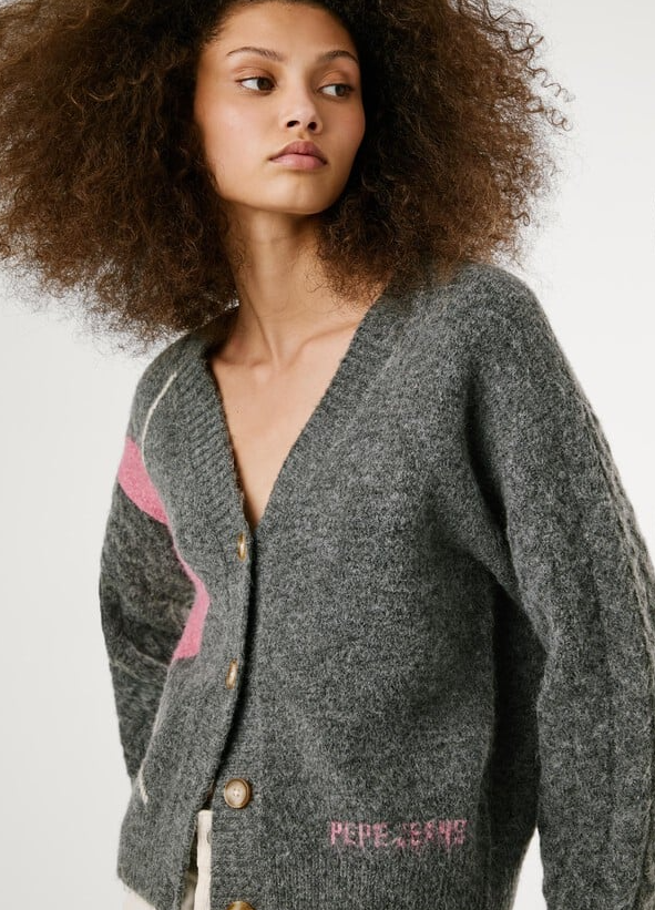 Pepe Jeans Casaco de malha com losangos - vista frontal