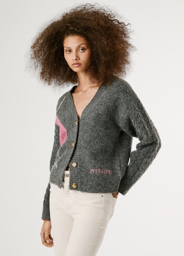 Pepe Jeans Casaco de malha com losangos