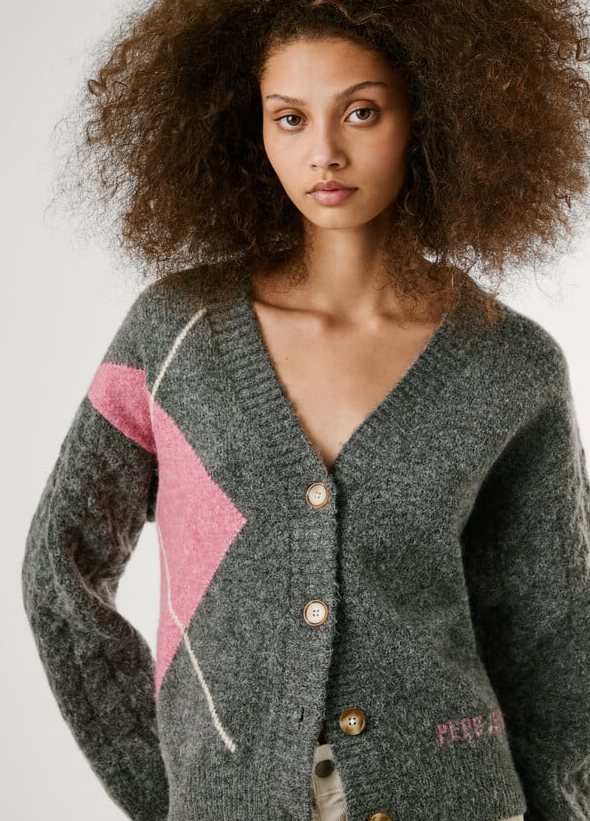 Pepe Jeans Casaco de malha com losangos