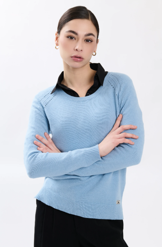 Bejade Camisola Gola Redonda Lã azul claro 1 - vista frontal