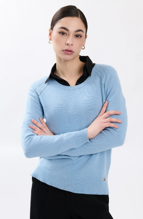 Bejade Camisola Gola Redonda Lã azul claro 1 - vista frontal
