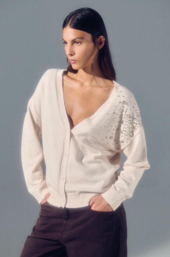 Bejade Casaco Decote V com Aplicações