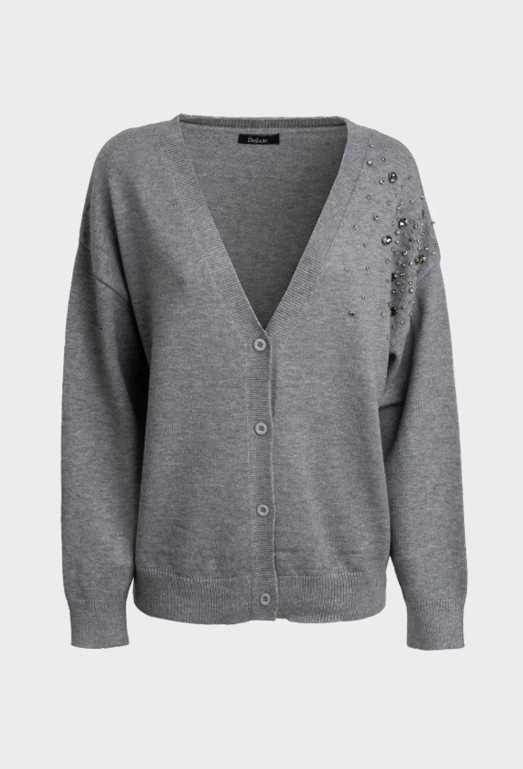 Bejade Casaco Decote V com Aplicações - vista frontal