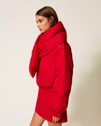 Actitude Blusão Puffer Vermelho com Cachecol Removível