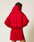 Actitude Blusão Puffer Vermelho com Cachecol Removível