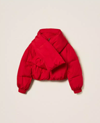 Actitude Blusão Puffer Vermelho com Cachecol Removível