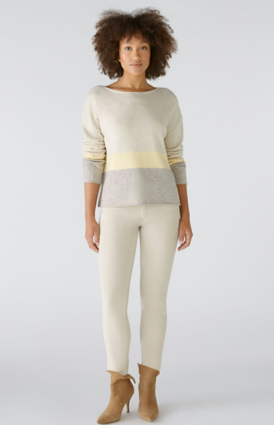 Oui Camisola Lã às Riscas Comprido - vista frontal