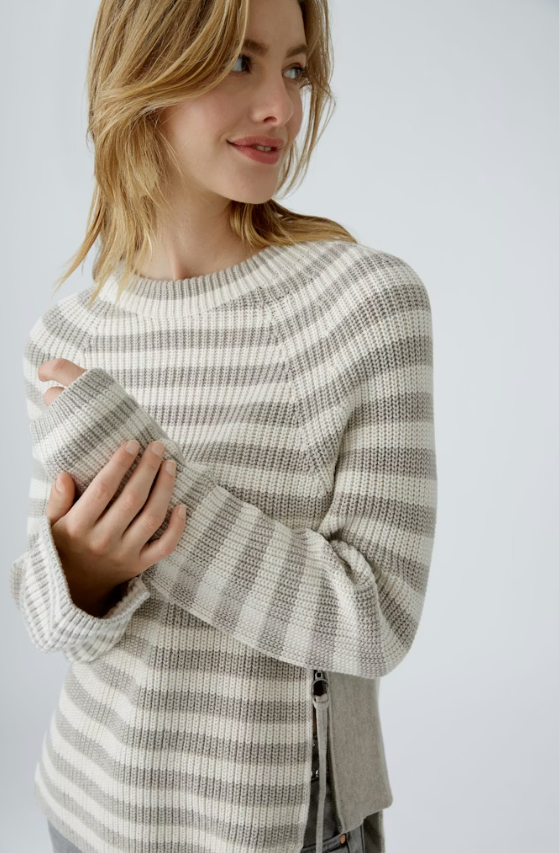 Oui Camisola Algodão Lã às Riscas - vista frontal