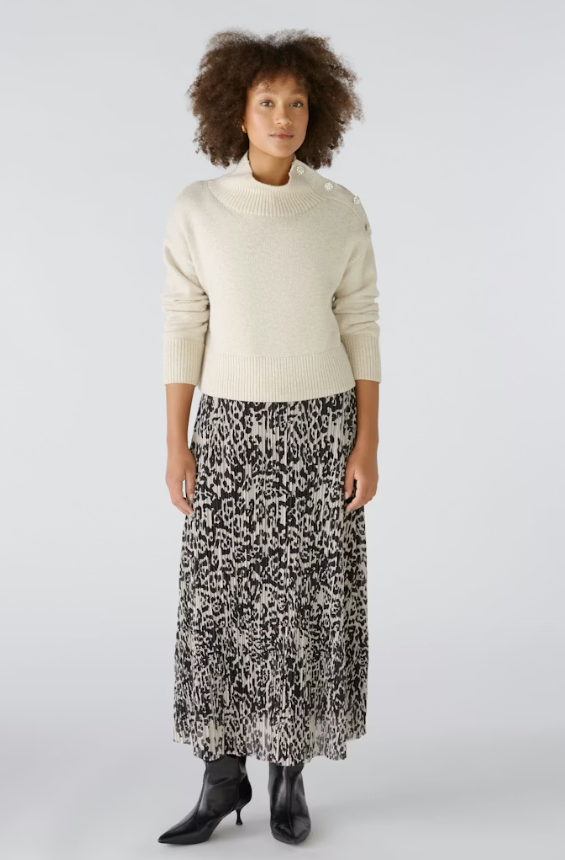 Oui Camisola Lã Gola Alta Botões Gola - detalhe