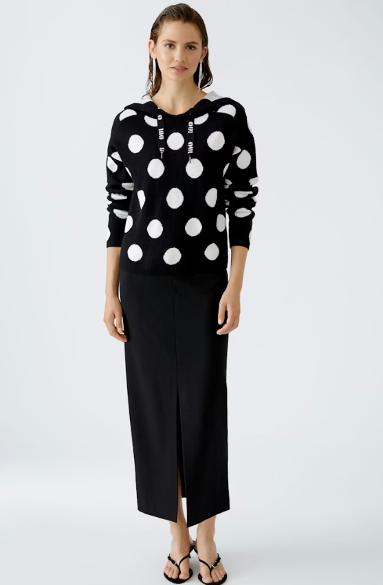 Oui Camisola Lã Jacquard com Capuz - vista frontal