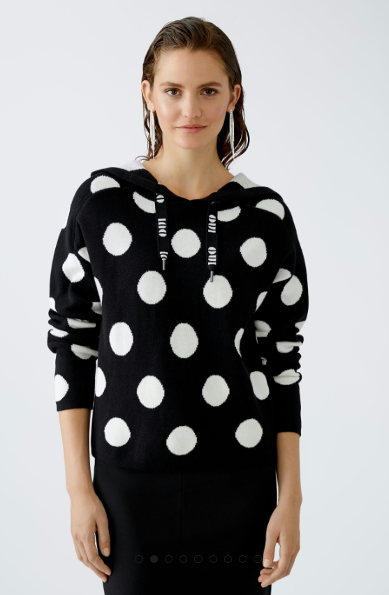 Oui Camisola Lã Jacquard com Capuz - detalhe