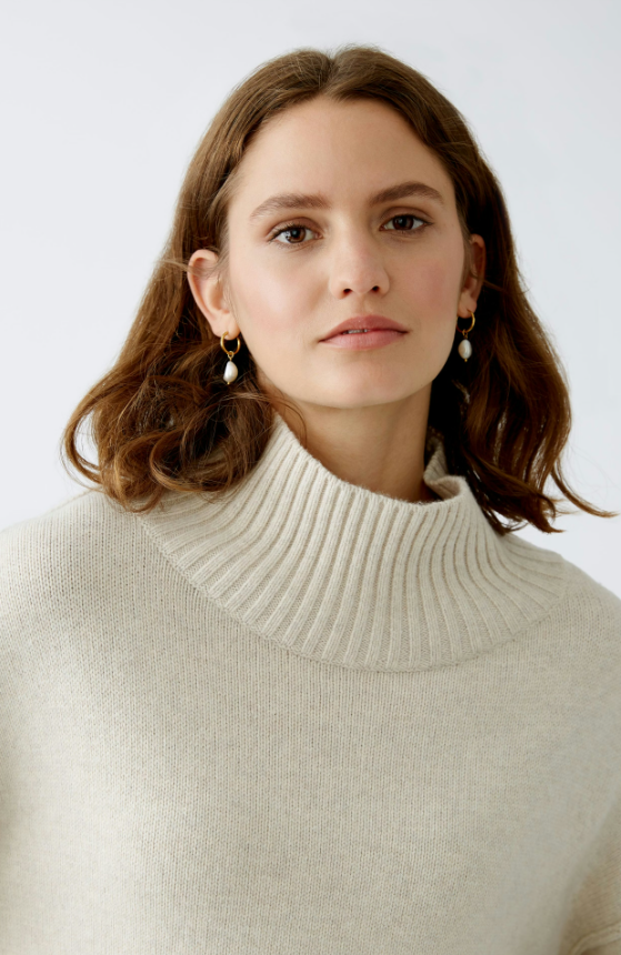 Oui Camisola Algodão Lã Meia Gola