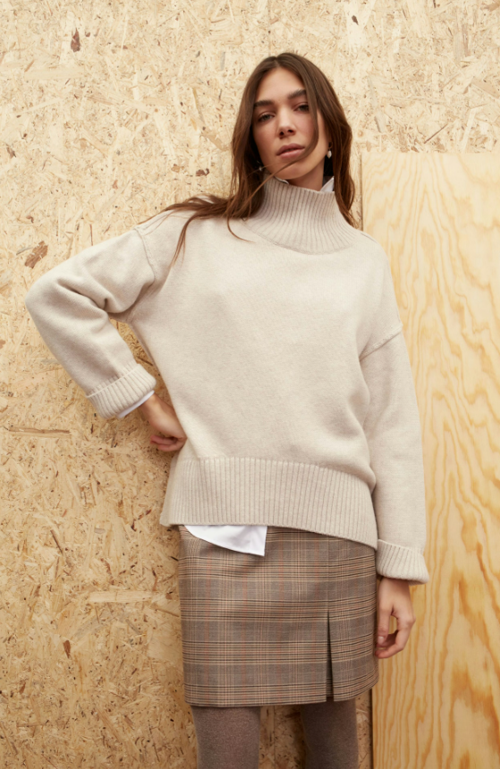 Oui Camisola Algodão Lã Meia Gola - detalhe