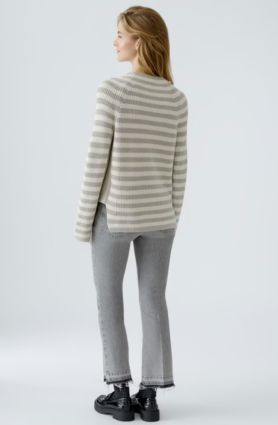 Oui Camisola Algodão Lã às Riscas