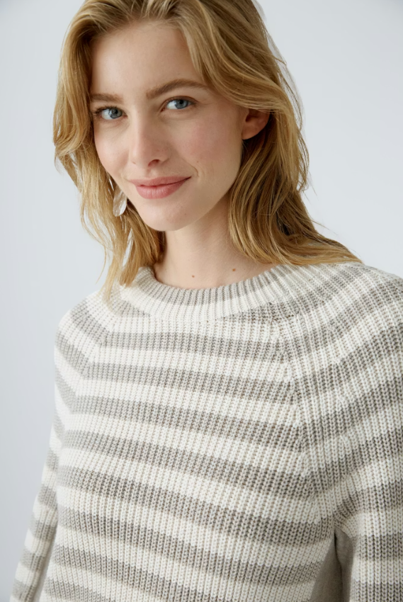 Oui Camisola Algodão Lã às Riscas