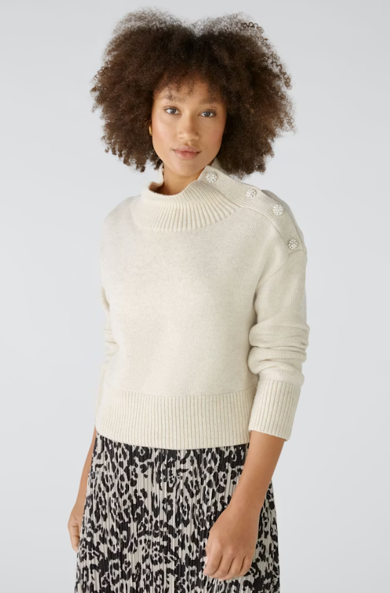 Oui Camisola Lã Gola Alta Botões Gola - vista alternativa