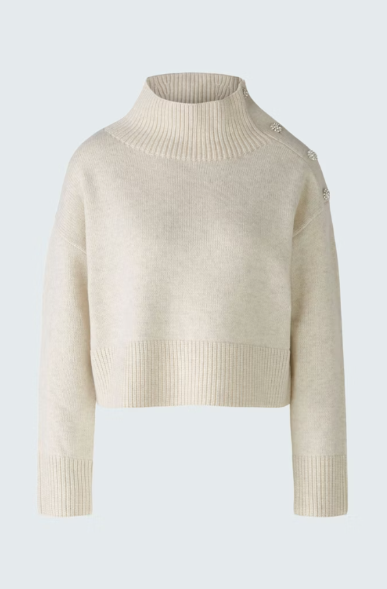 Oui Camisola Lã Gola Alta Botões Gola