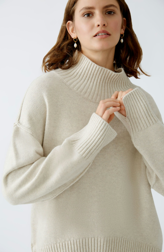 Oui Camisola Algodão Lã Meia Gola - vista frontal