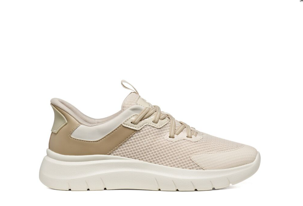 Geox Plummery Plus White and Beige Sneakers