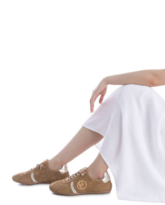 Carmela Brown and Silver Suede Tennis Shoes