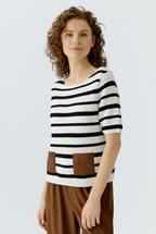 Oui Short-sleeved striped knit