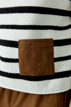 Oui Short-sleeved striped knit