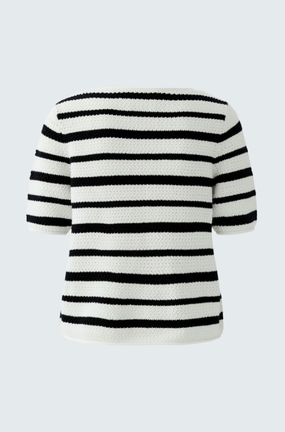 Oui Short-sleeved striped knit