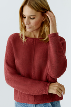 Oui Ribbed Long Sleeve Rolled Edge