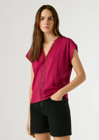 Pepe Jeans T-shirt Decote Em V Com Detalhes Openwork