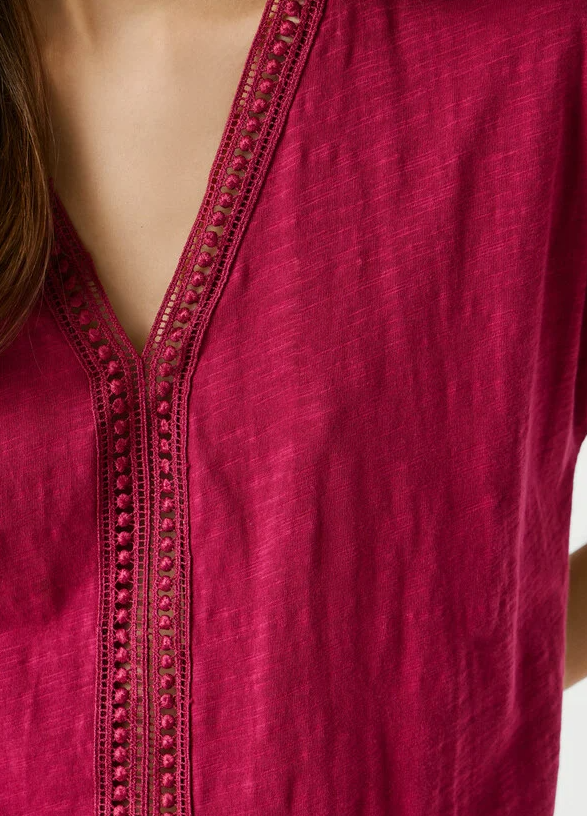 Pepe Jeans T-shirt Decote Em V Com Detalhes Openwork