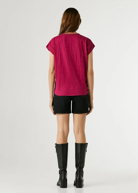 Pepe Jeans T-shirt Decote Em V Com Detalhes Openwork