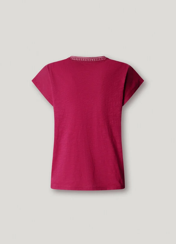 Pepe Jeans T-shirt Decote Em V Com Detalhes Openwork
