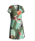 Impetus Camisón de algodón estampado de manga corta con escote en "V"