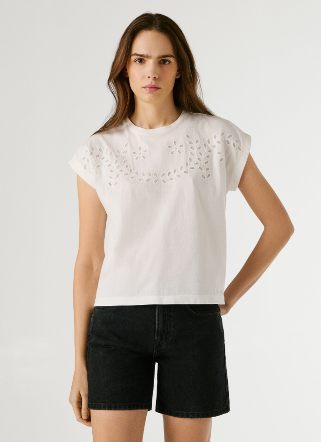 Pepe Jeans T-shirt Detalhes Abertos Florais