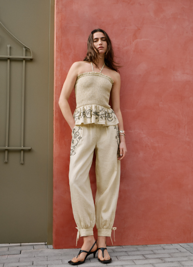 Pepe Jeans Calças Largas De Linho