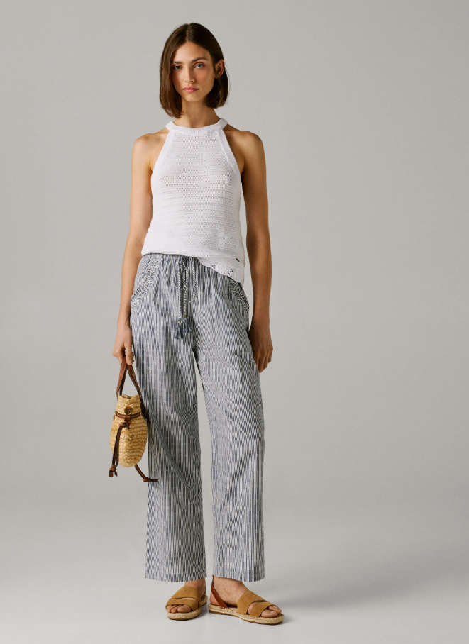 Pepe Jeans Calças Retas Às Riscas