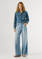 Pepe Jeans Calças Wide Fit e Cintura Subida - Jaimy