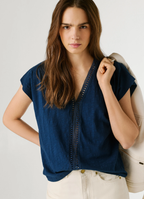 Pepe Jeans T-shirt Decote Em V Com Detalhes Openwork