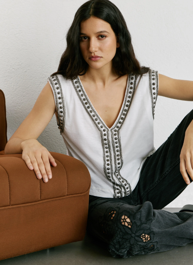 Pepe Jeans T-shirt Decote Em V Com Tachas